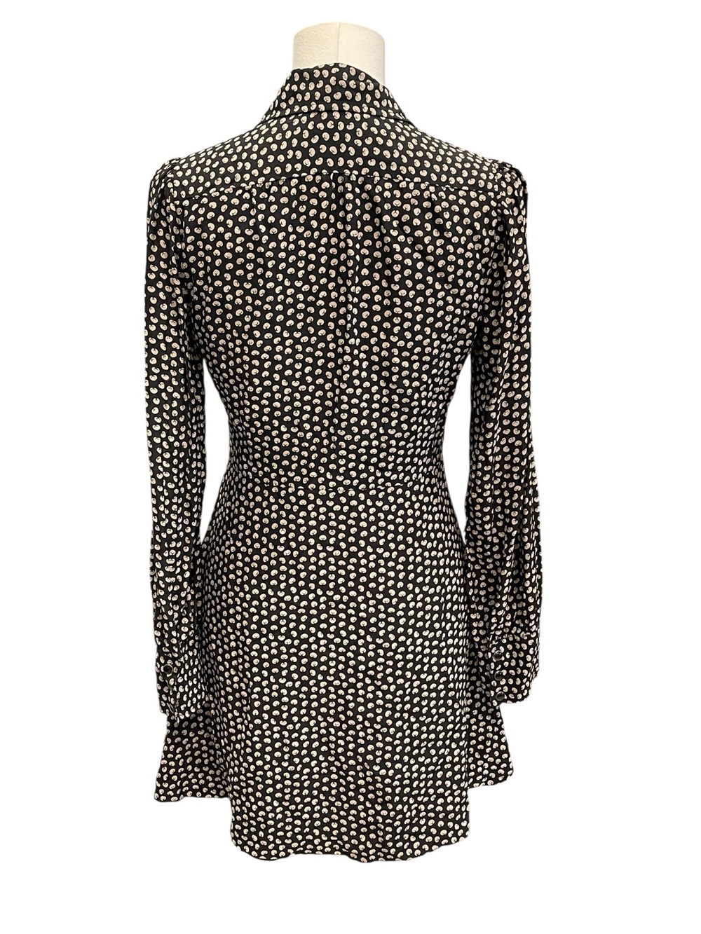 Re/Done Black and White Polka Dot Long Sleeve Shirt Dress - Picture 4 of 7